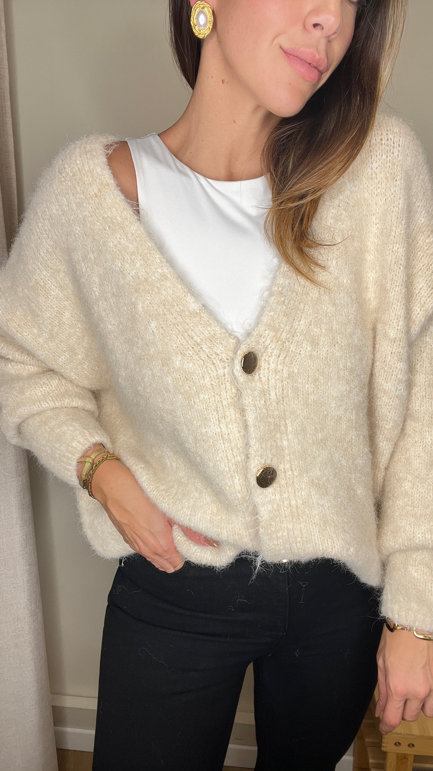 Cardigan bottoni oro