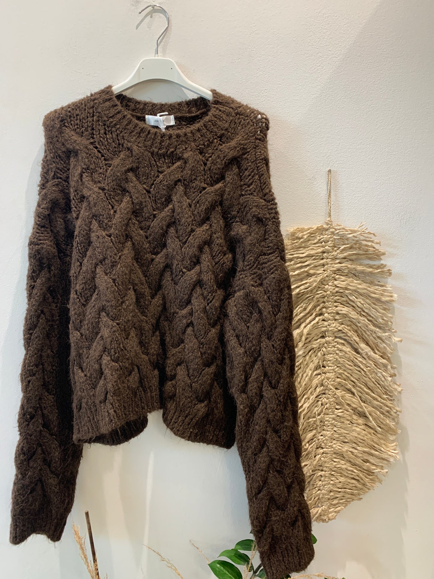 Maglione girocollo intrecciato