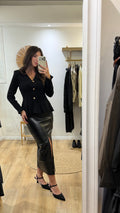 Longuette in ecopelle con spacco