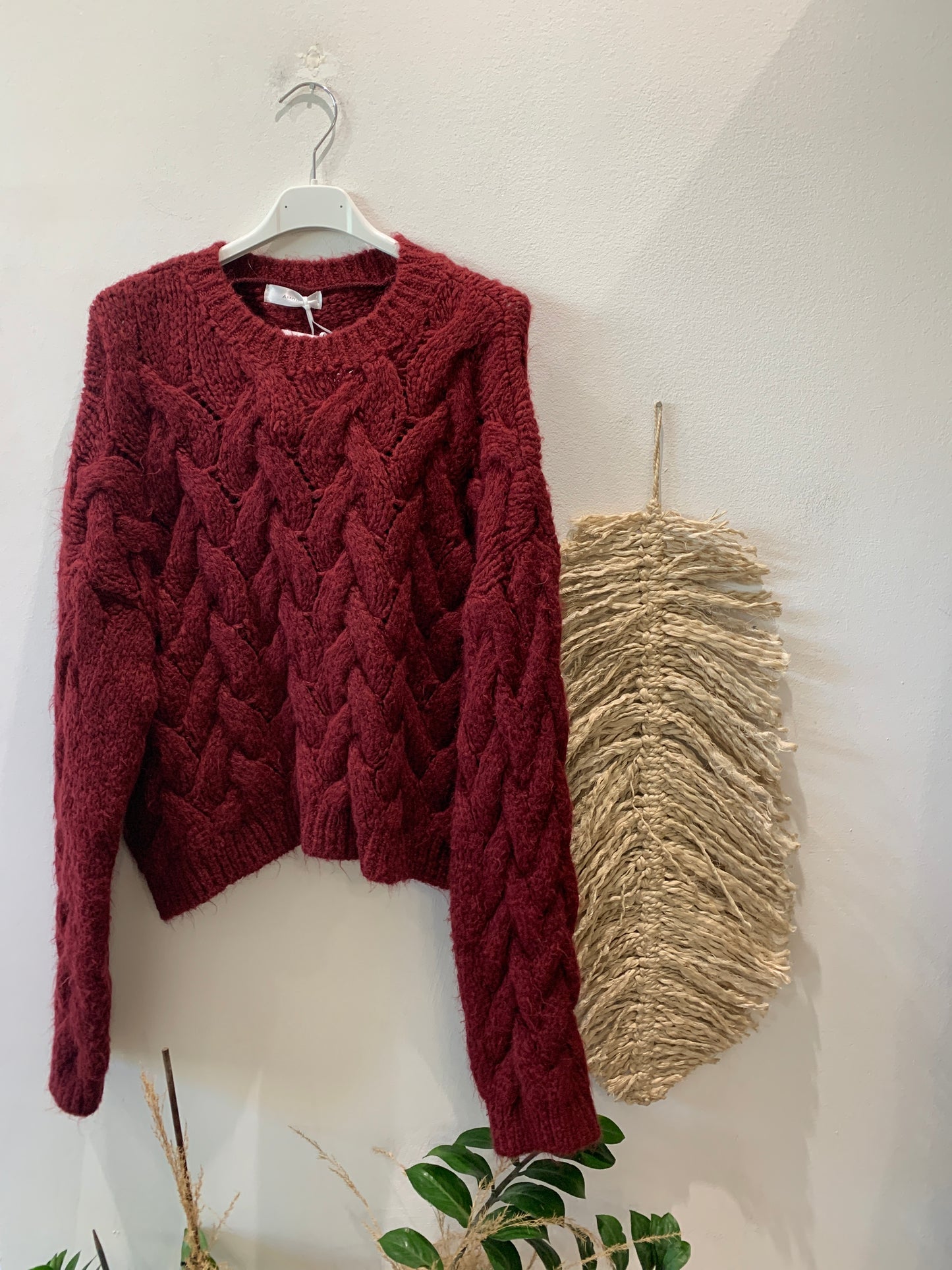 Maglione girocollo intrecciato