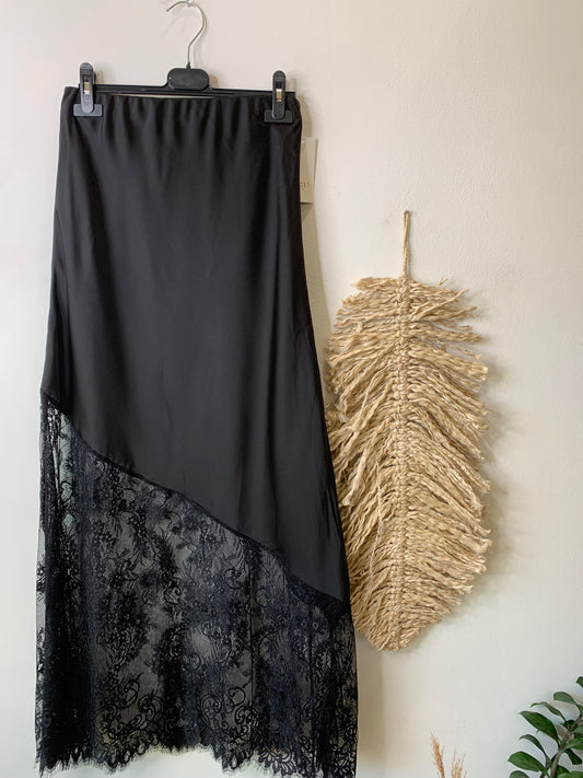 Gonna satin/pizzo