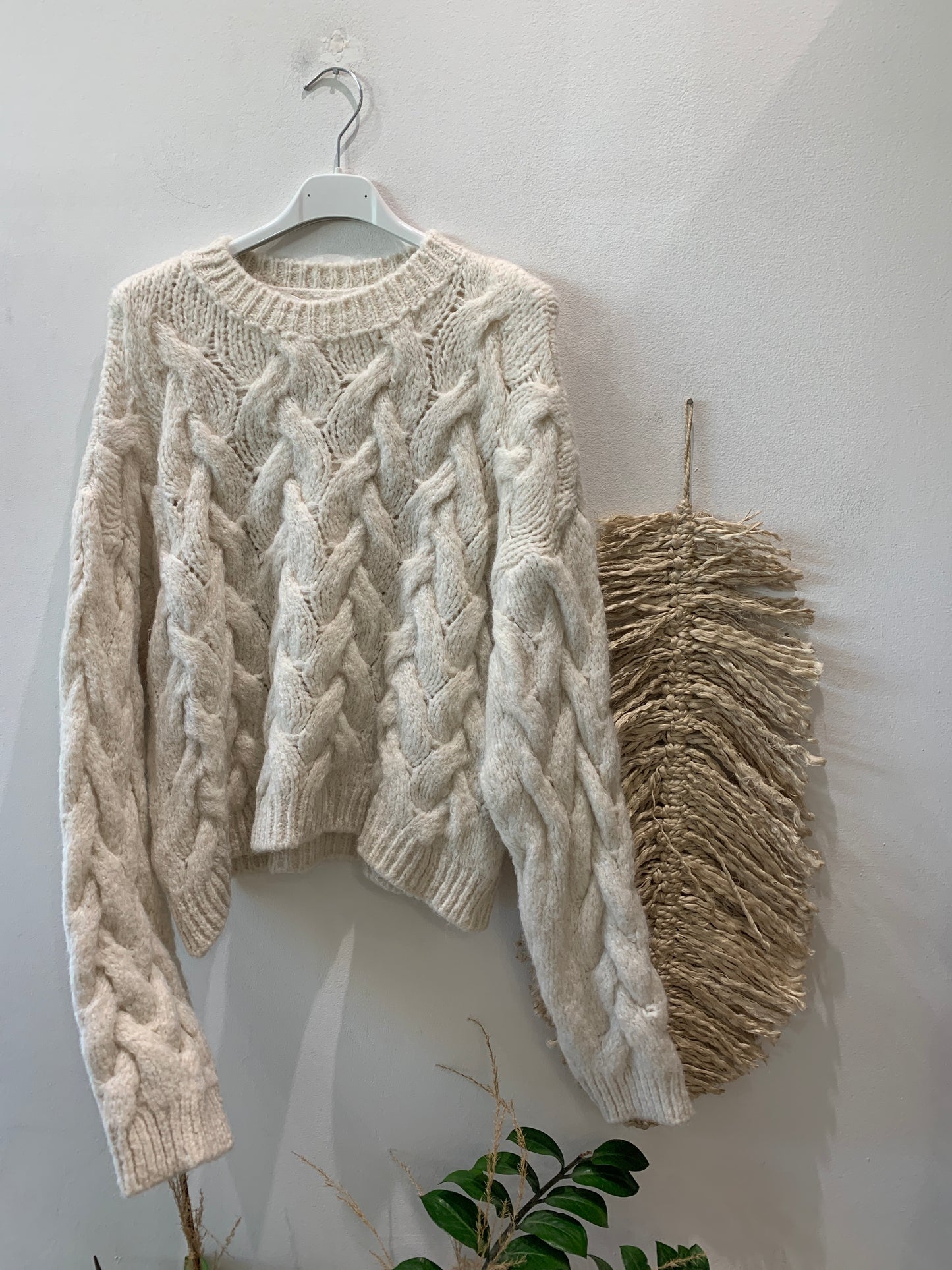 Maglione girocollo intrecciato