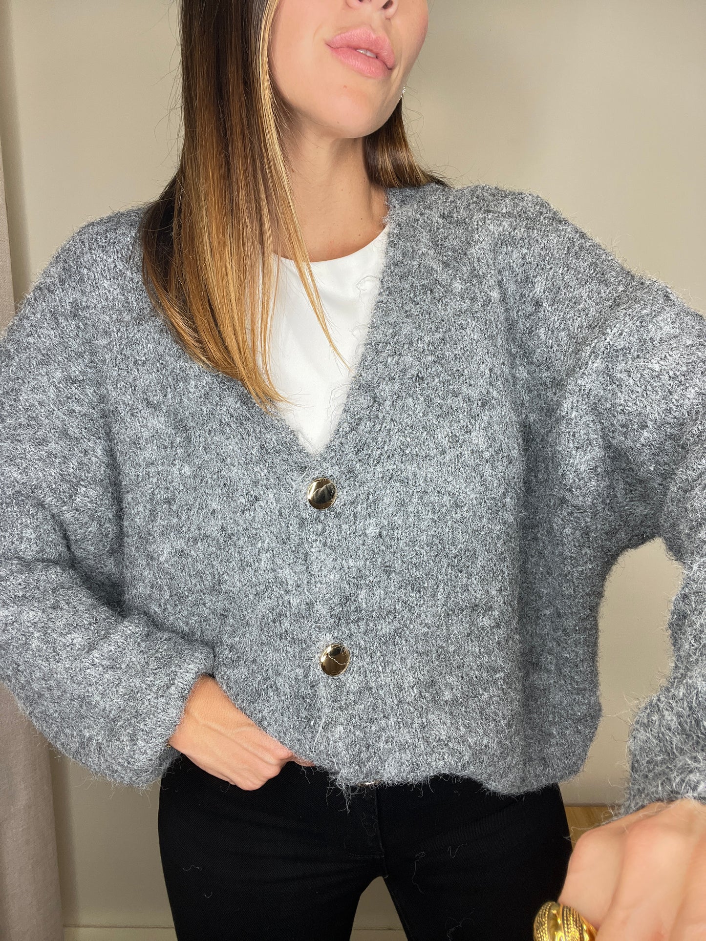 Cardigan bottoni oro