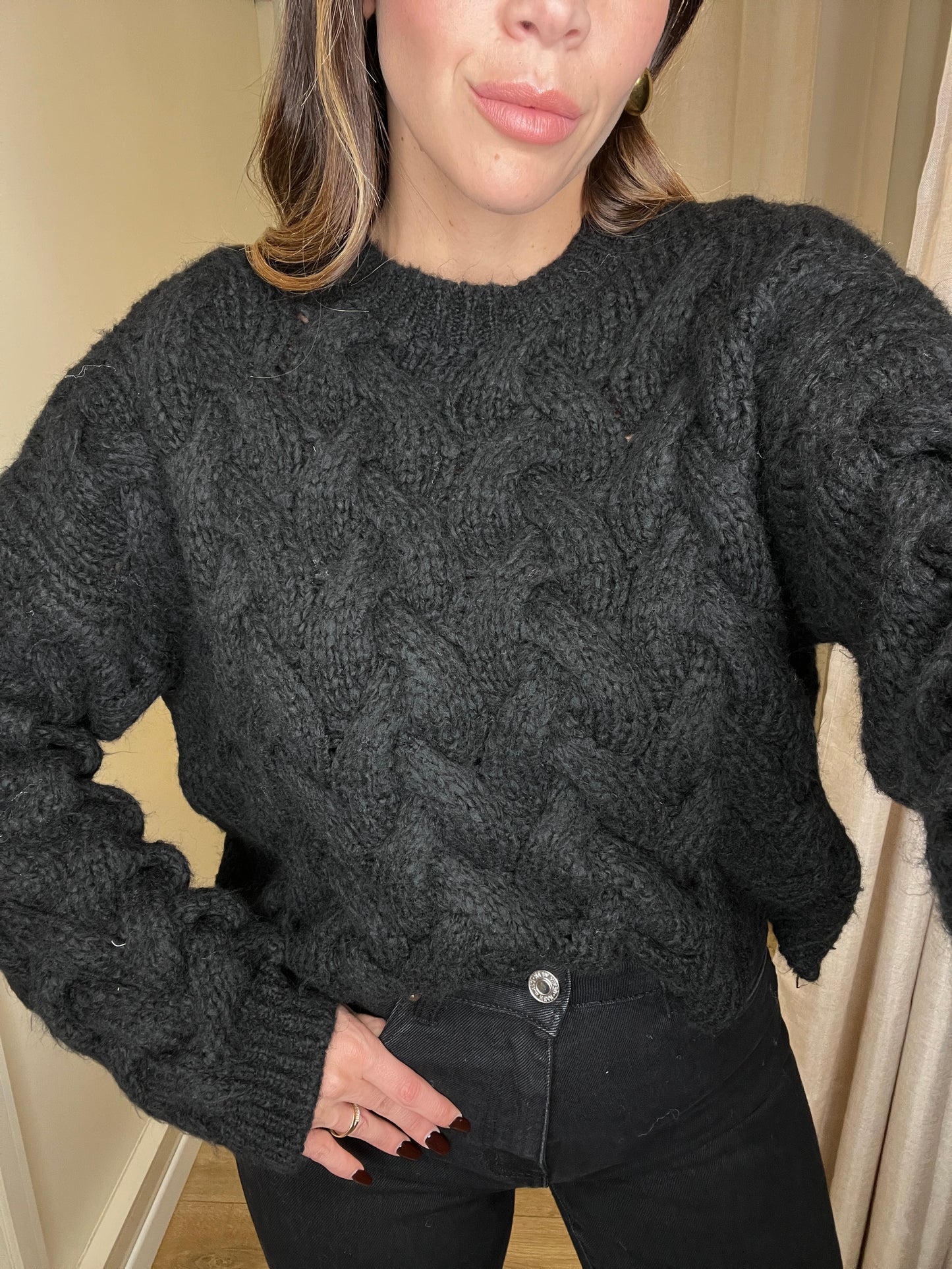 Maglione girocollo intrecciato