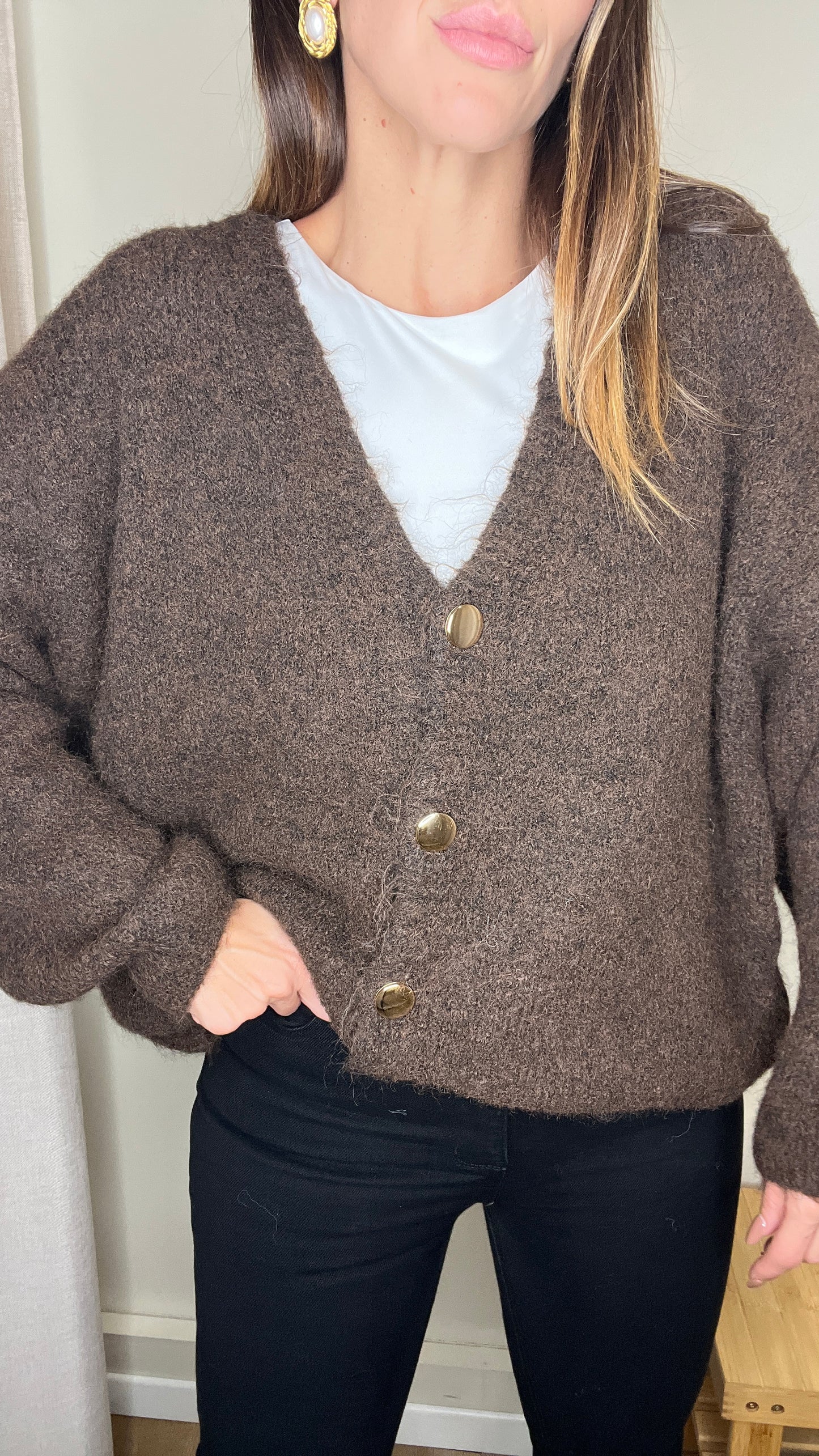 Cardigan bottoni oro