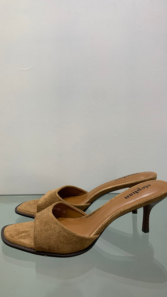 Décolleté camoscio cammello