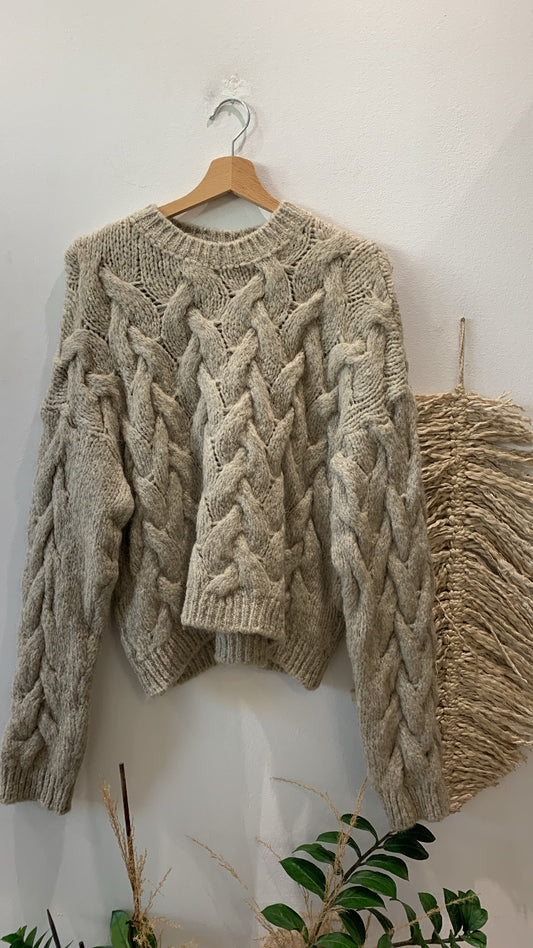 Maglione girocollo intrecciato